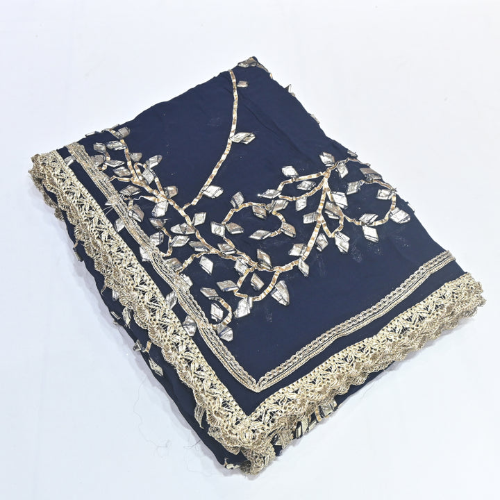 Blue Color Elegant Georgette Dupatta with Gota Patti Work | Festive & Wedding Dupatta  Fabric