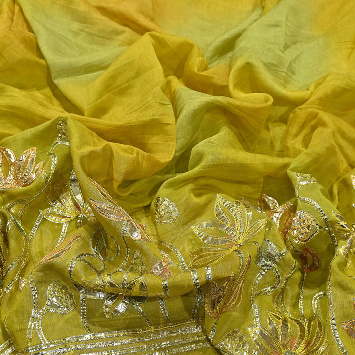 Premium Mul Chanderi Gota & Zari Embroidery Fabric – Luxury Designer Ethnic Fabric | D-16998-4