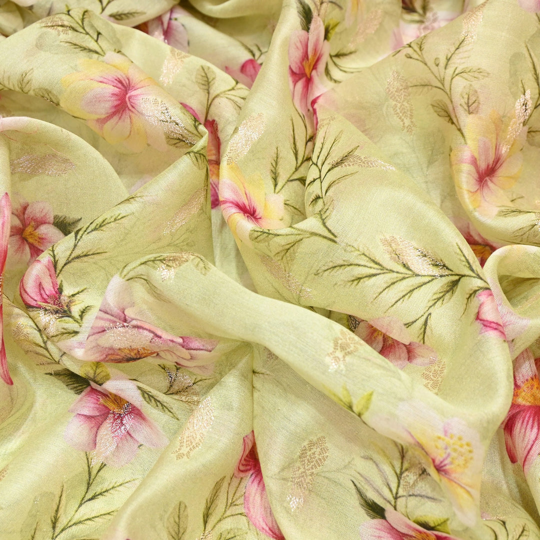 Silk Chanderi Zari Print Fabric | Designer Fabric | GE1970-10
