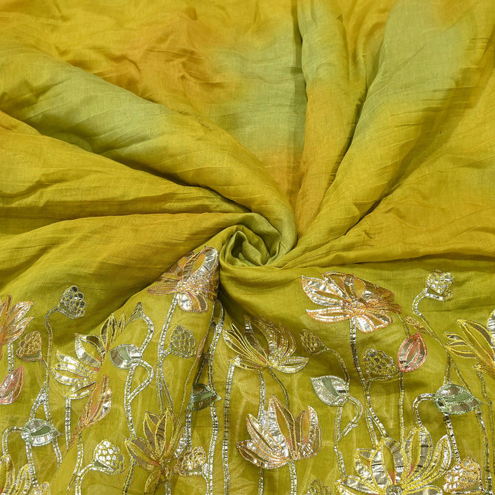 Premium Mul Chanderi Gota & Zari Embroidery Fabric – Luxury Designer Ethnic Fabric | D-16998-4