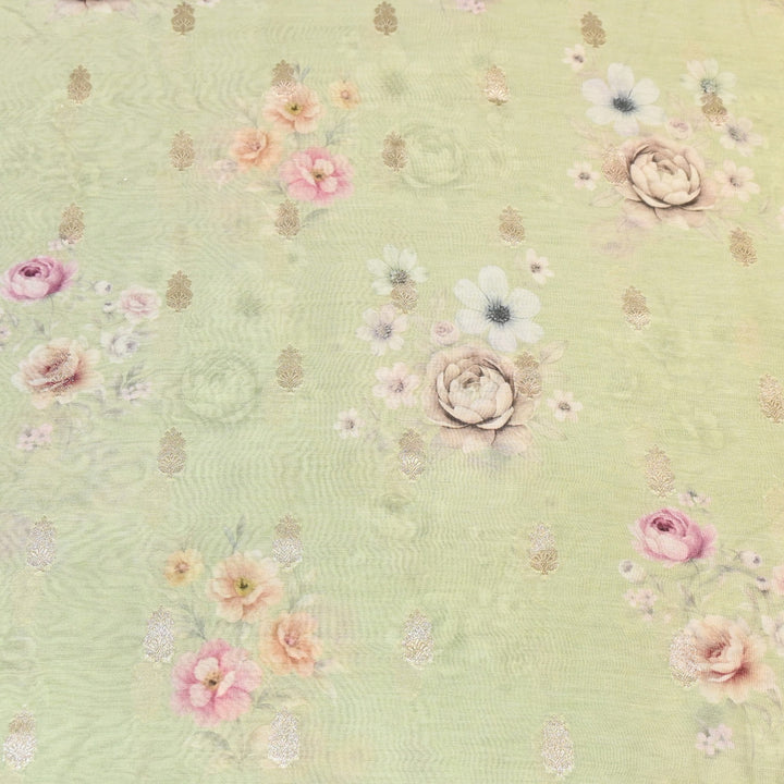 Silk Chanderi Zari Print Fabric | Designer Fabric | GE1970-11