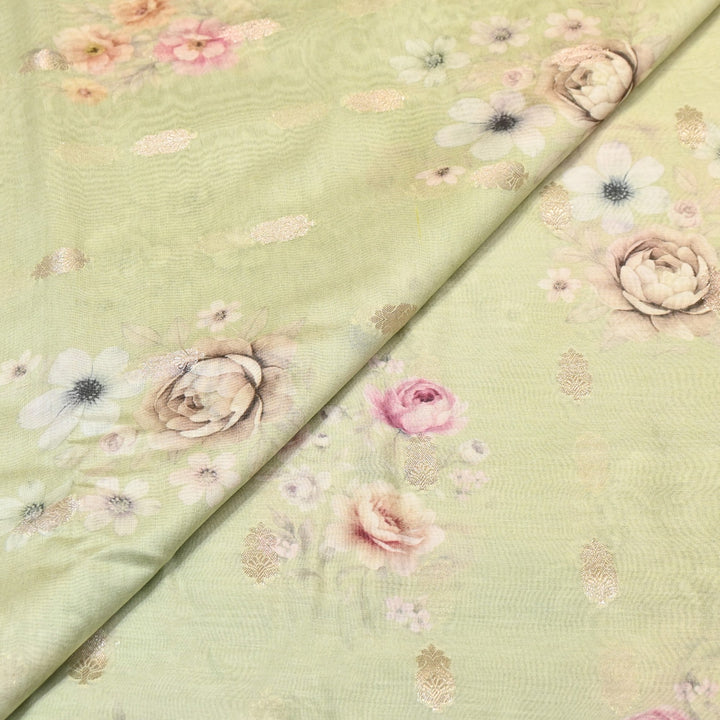 Silk Chanderi Zari Print Fabric | Designer Fabric | GE1970-11