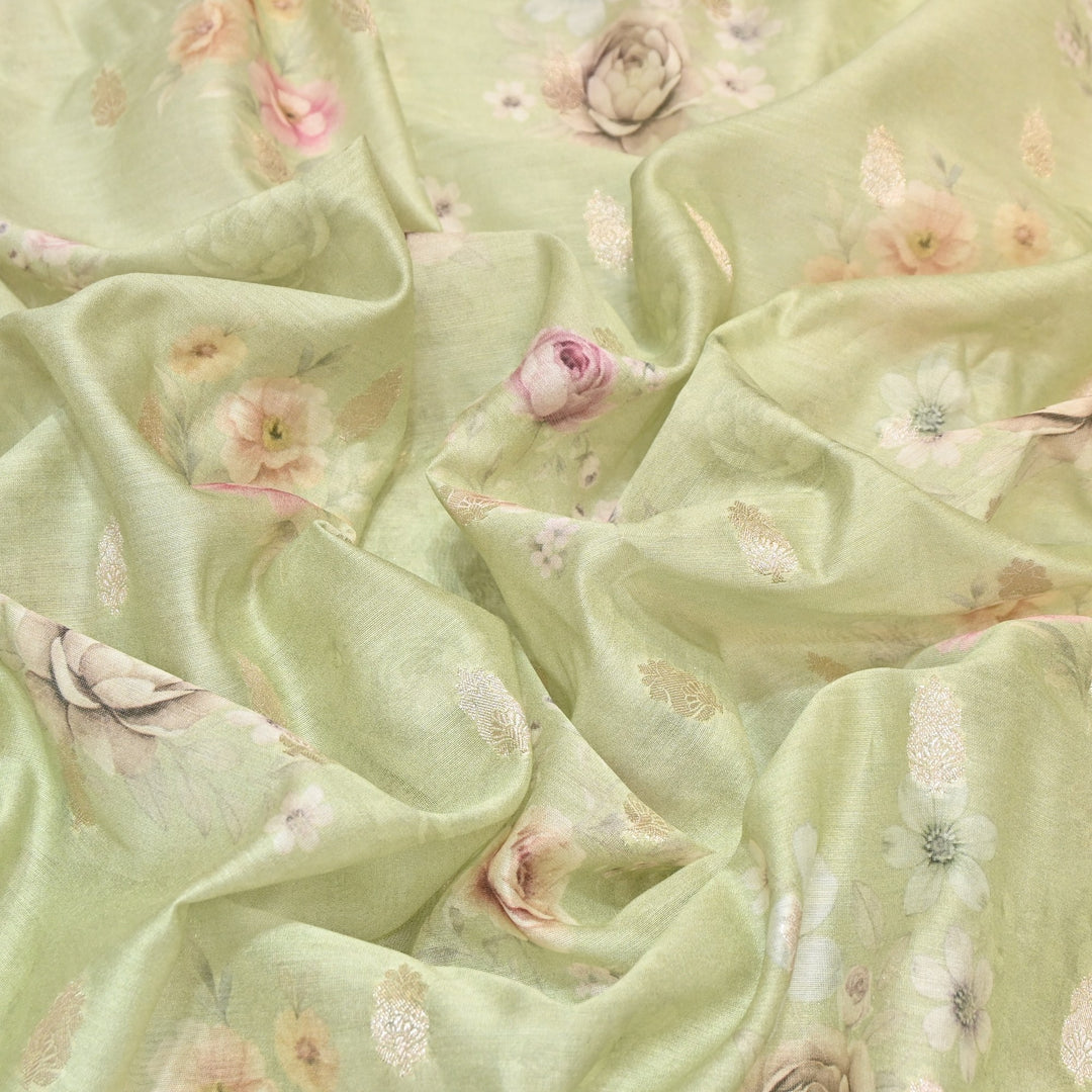 Silk Chanderi Zari Print Fabric | Designer Fabric | GE1970-11