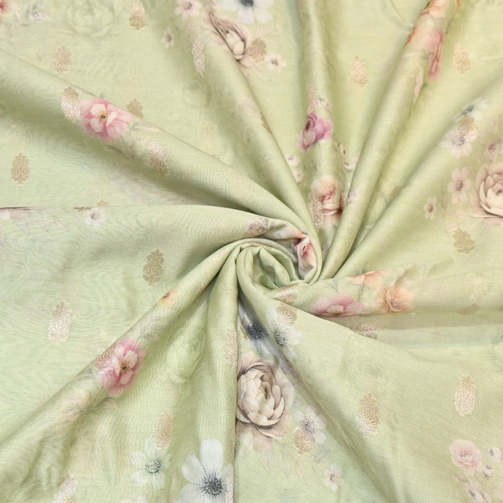 Silk Chanderi Zari Print Fabric | Designer Fabric | GE1970-11