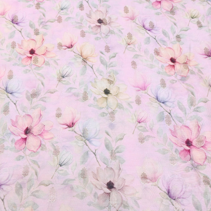Silk Chanderi Zari Print Fabric | Designer Fabric | GE1970-12