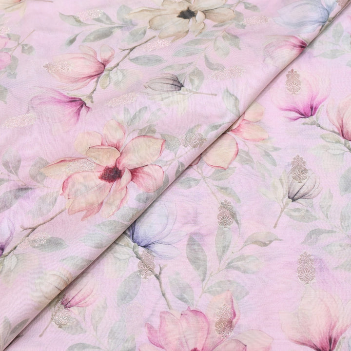Silk Chanderi Zari Print Fabric | Designer Fabric | GE1970-12