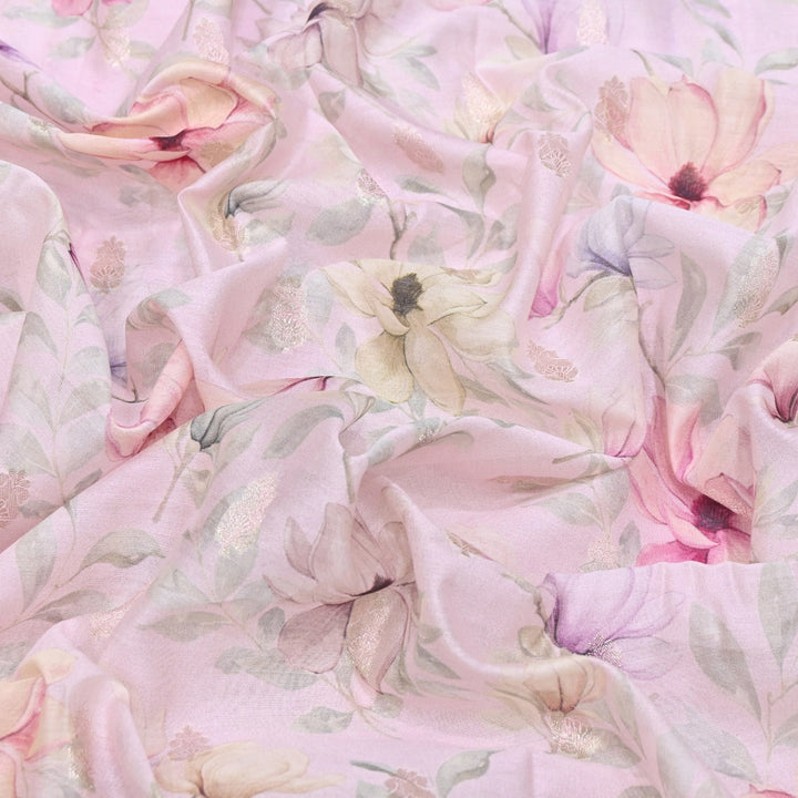 Silk Chanderi Zari Print Fabric | Designer Fabric | GE1970-12
