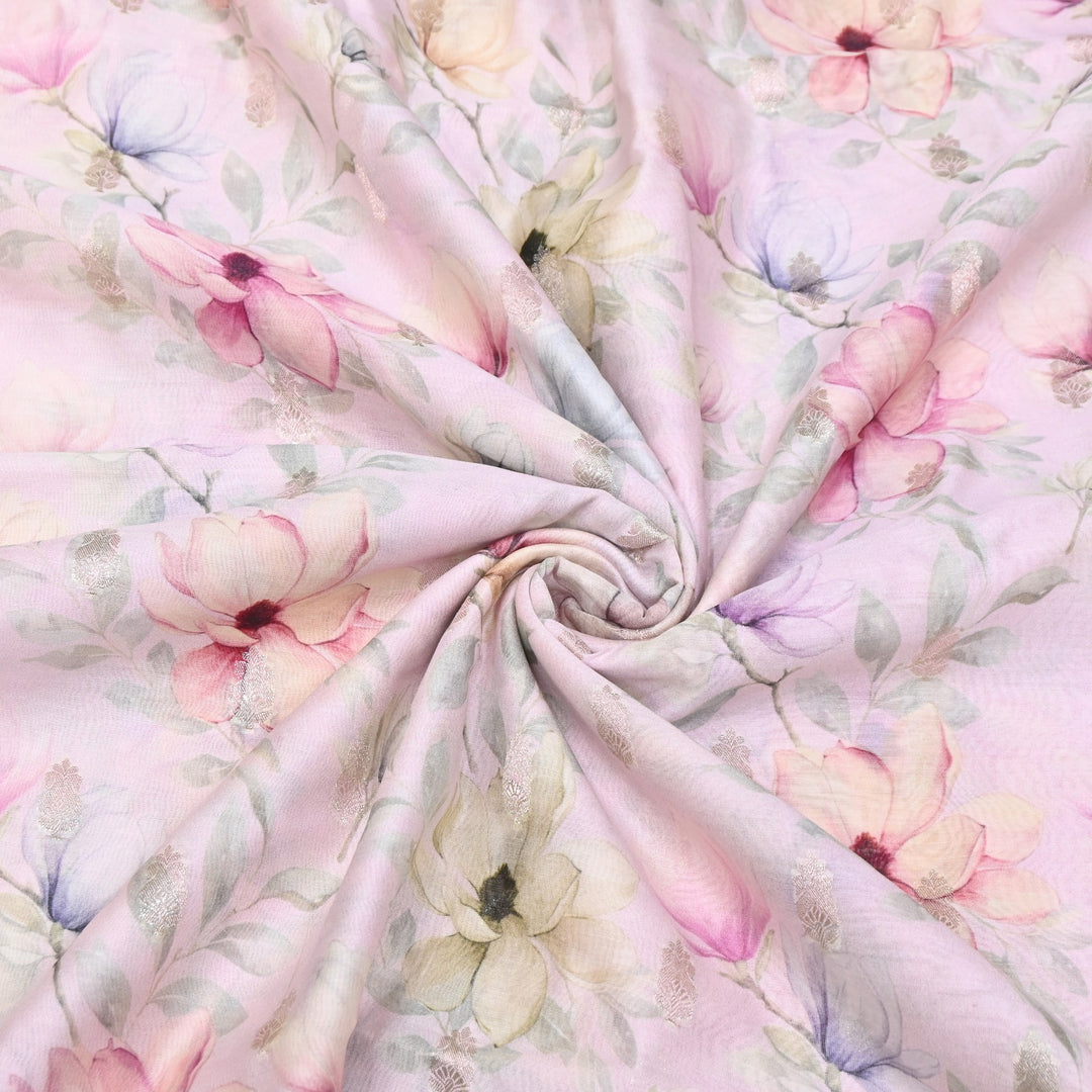 Silk Chanderi Zari Print Fabric | Designer Fabric | GE1970-12