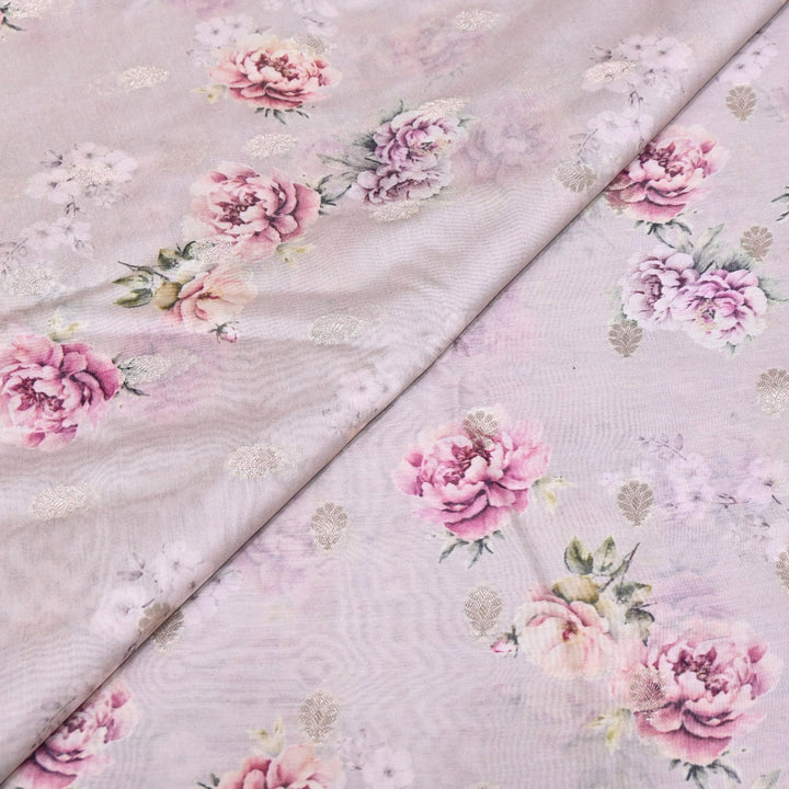 Silk Chanderi Zari Print Fabric | Designer Fabric | GE1970-13