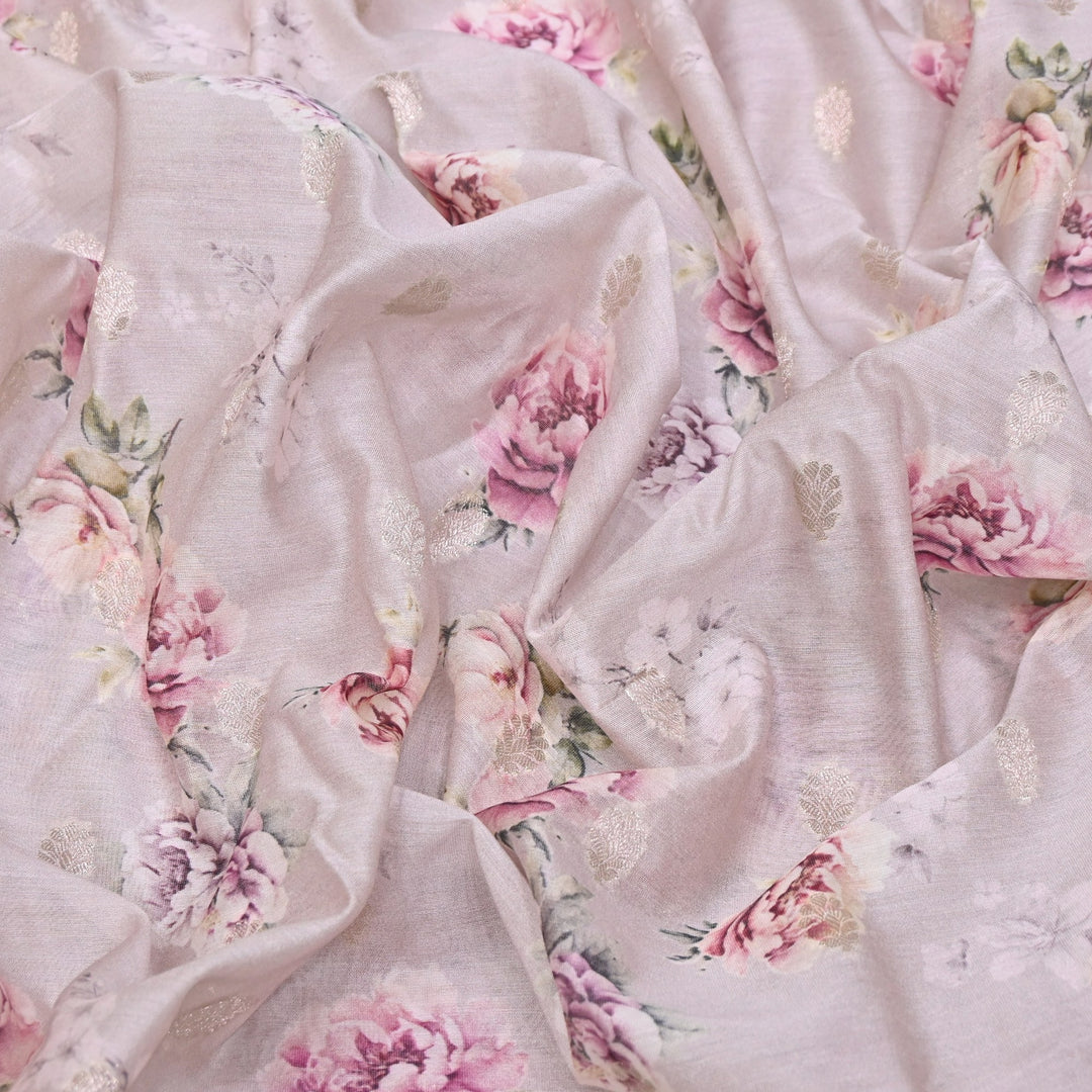 Silk Chanderi Zari Print Fabric | Designer Fabric | GE1970-13