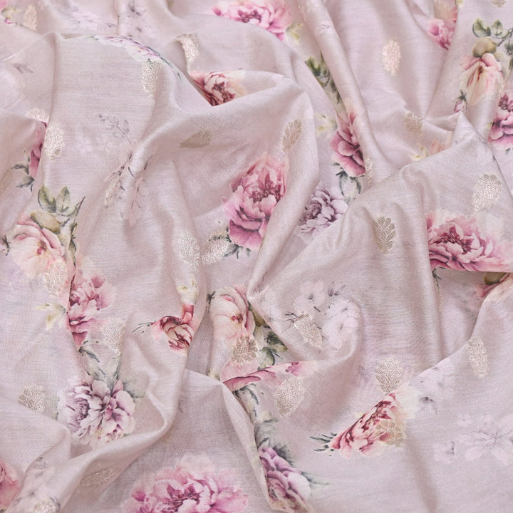 Silk Chanderi Zari Print Fabric | Designer Fabric | GE1970-13