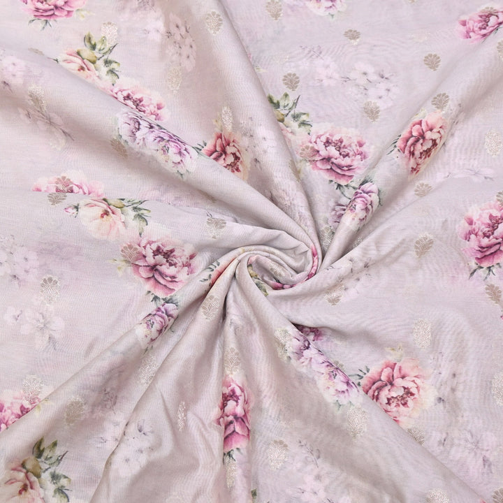 Silk Chanderi Zari Print Fabric | Designer Fabric | GE1970-13