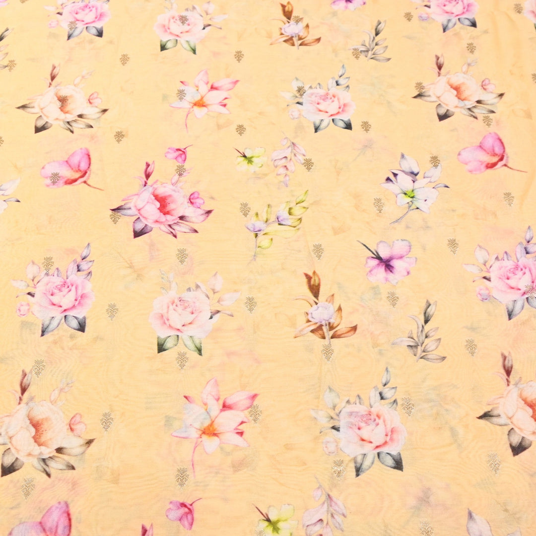 Silk Chanderi Zari Print Fabric | Designer Fabric | GE1970-14