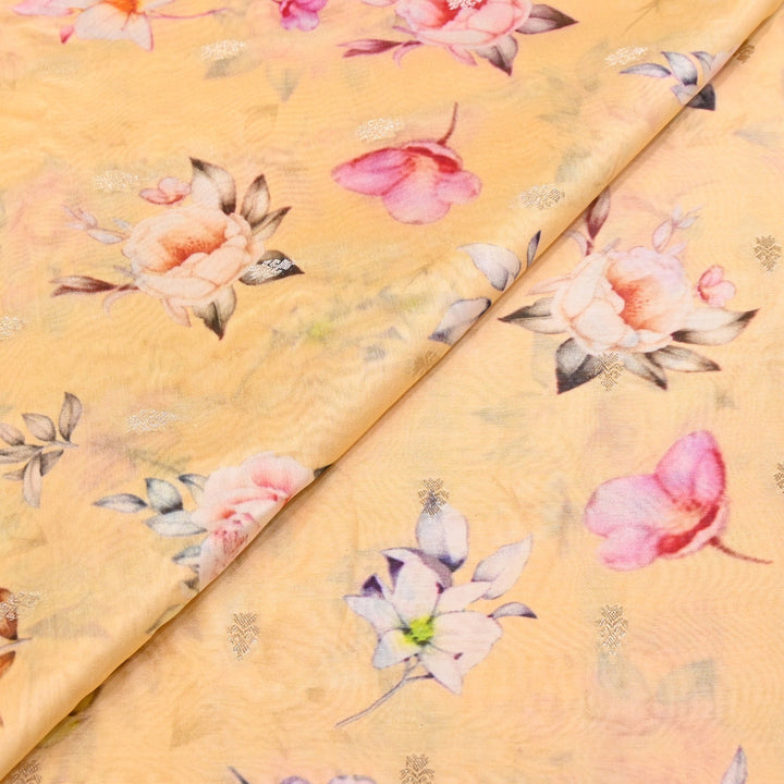 Silk Chanderi Zari Print Fabric | Designer Fabric | GE1970-14