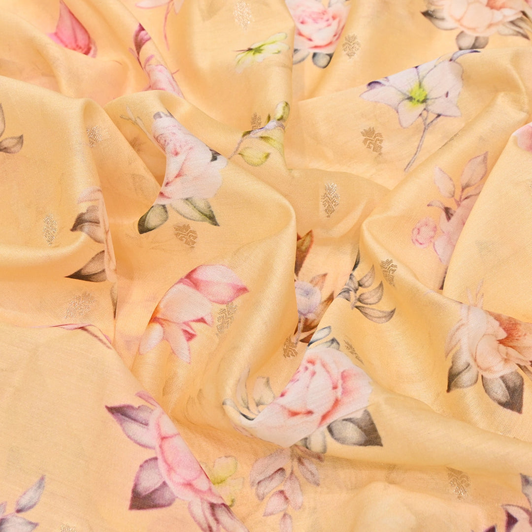 Silk Chanderi Zari Print Fabric | Designer Fabric | GE1970-14