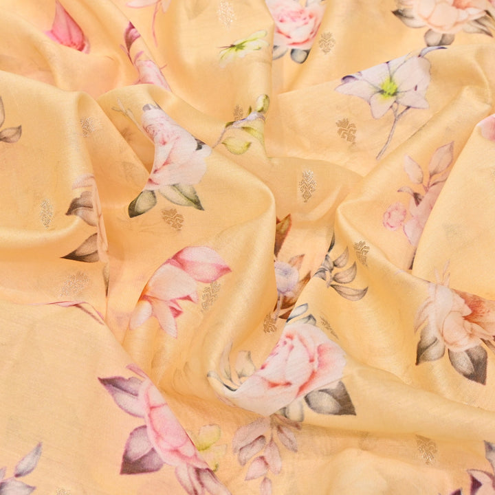 Silk Chanderi Zari Print Fabric | Designer Fabric | GE1970-14