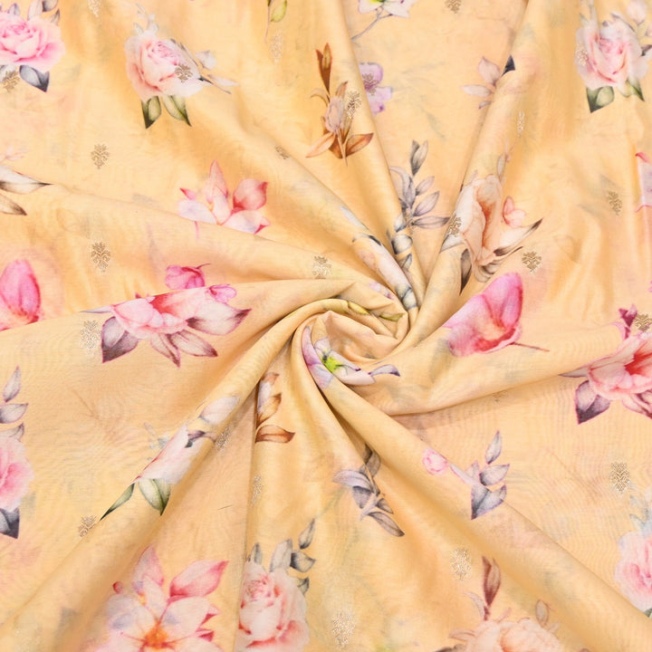 Silk Chanderi Zari Print Fabric | Designer Fabric | GE1970-14