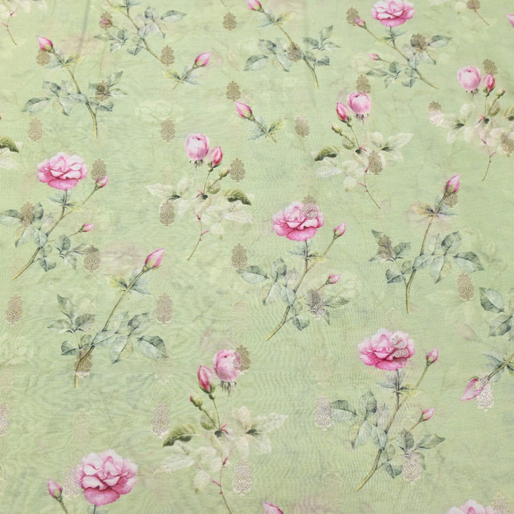 Silk Chanderi Zari Print Fabric | Designer Fabric | GE1970-15
