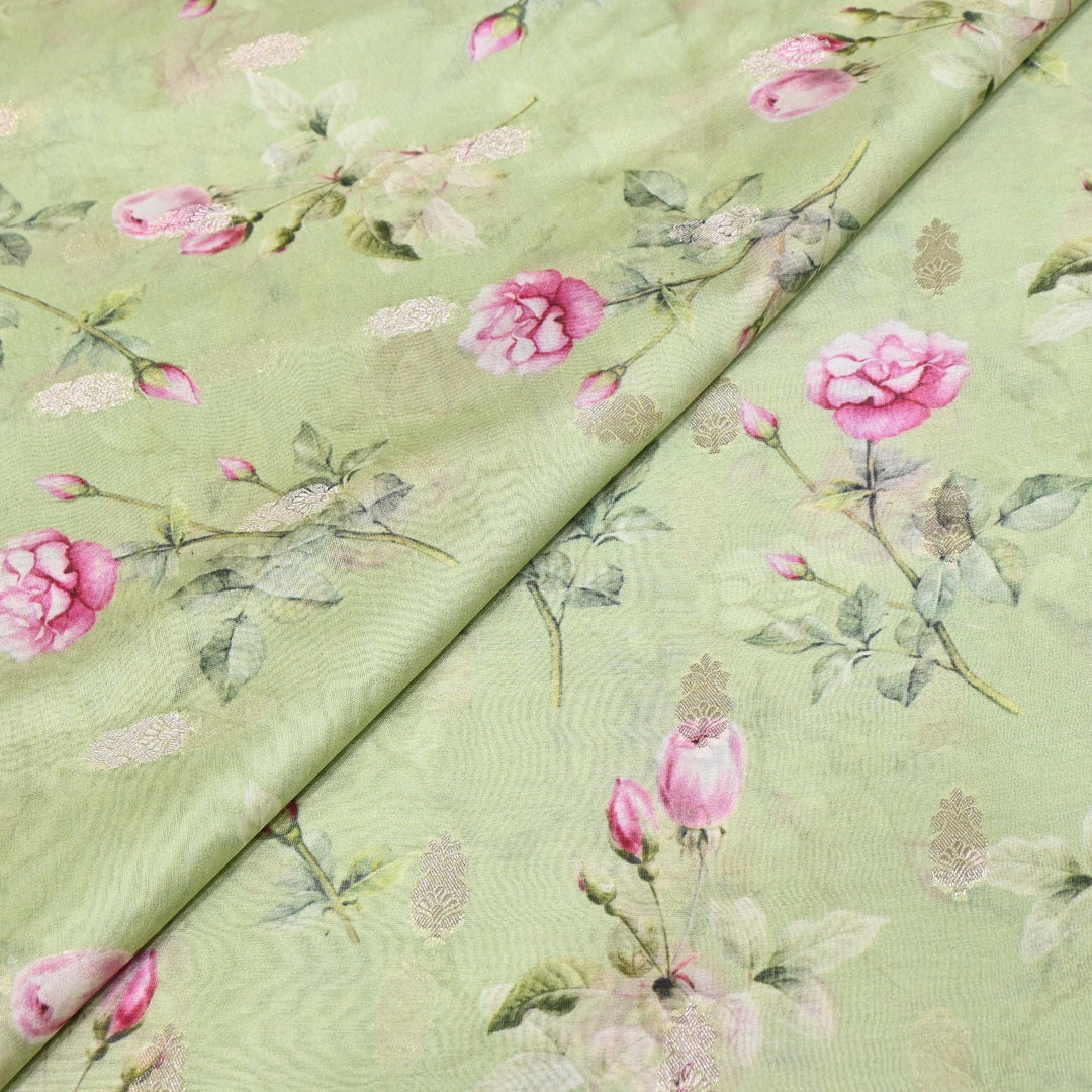 Silk Chanderi Zari Print Fabric | Designer Fabric | GE1970-15