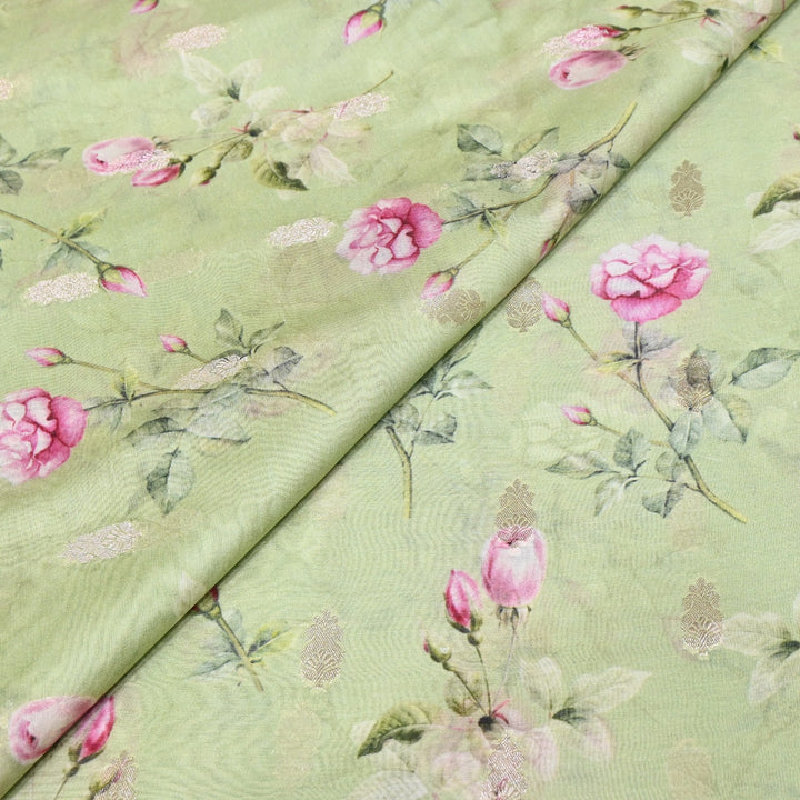 Silk Chanderi Zari Print Fabric | Designer Fabric | GE1970-15