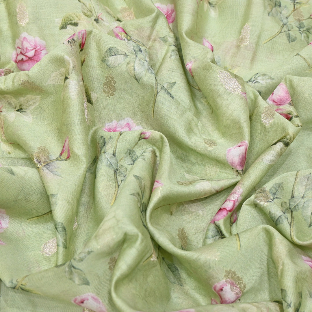 Silk Chanderi Zari Print Fabric | Designer Fabric | GE1970-15