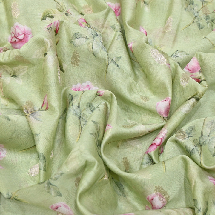 Silk Chanderi Zari Print Fabric | Designer Fabric | GE1970-15