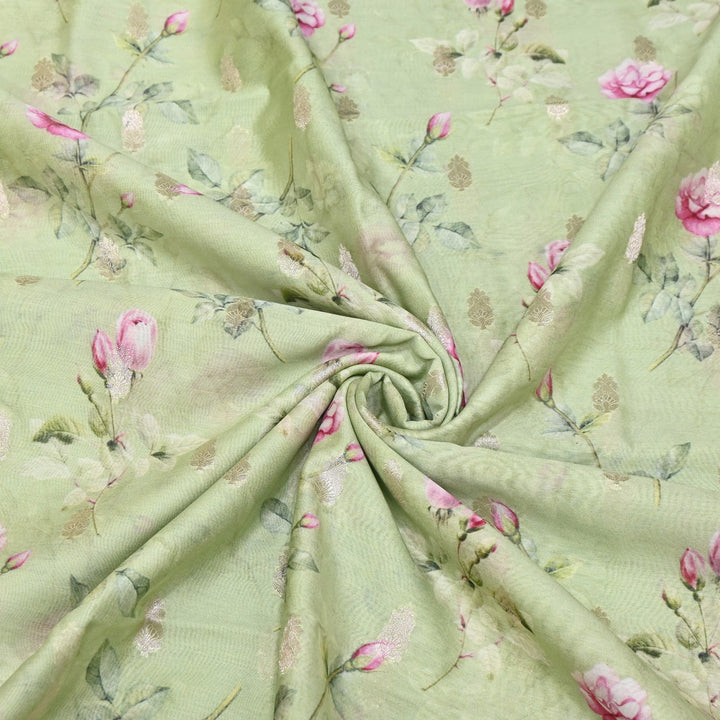 Silk Chanderi Zari Print Fabric | Designer Fabric | GE1970-15