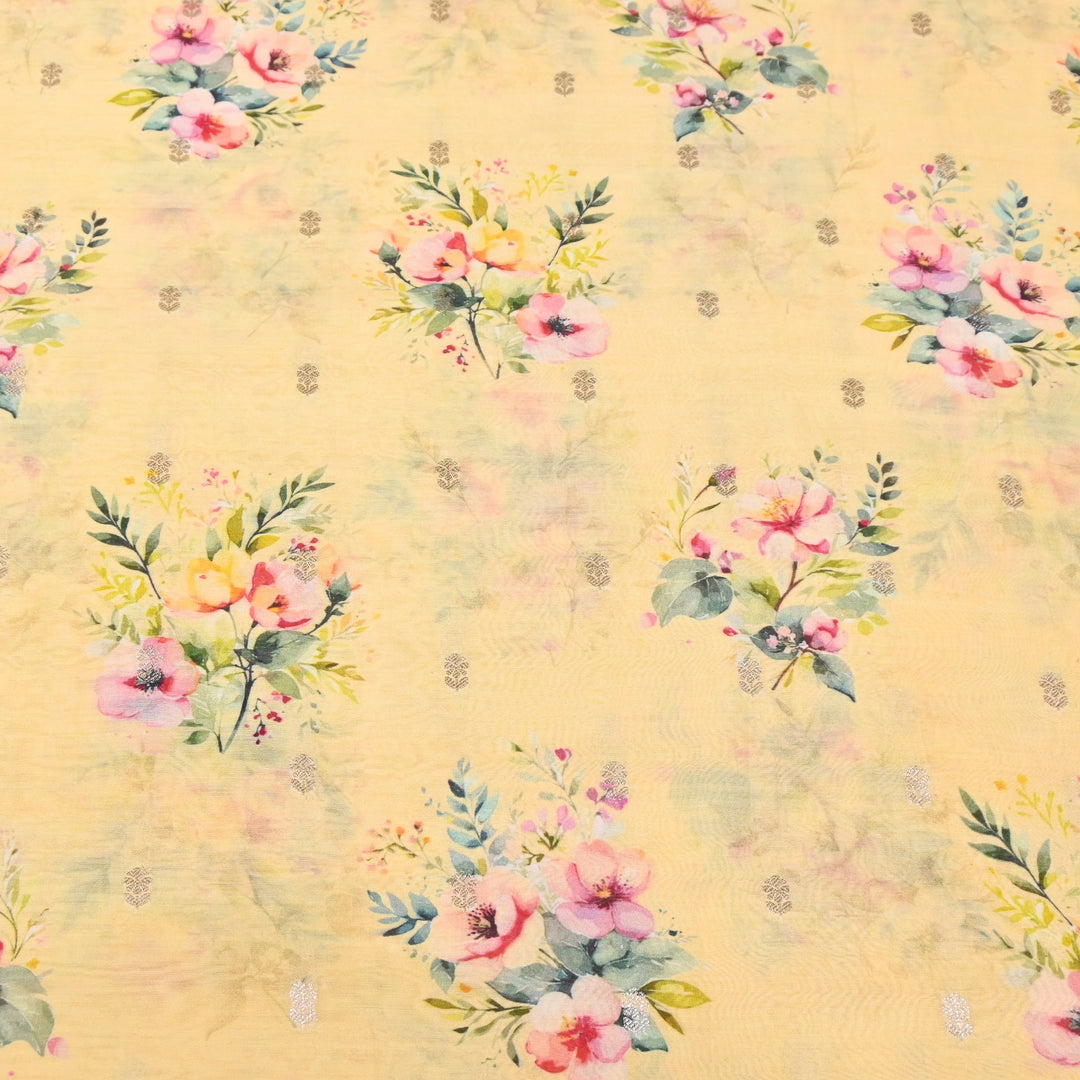 Silk Chanderi Zari Print Fabric | Designer Fabric | GE1970-16
