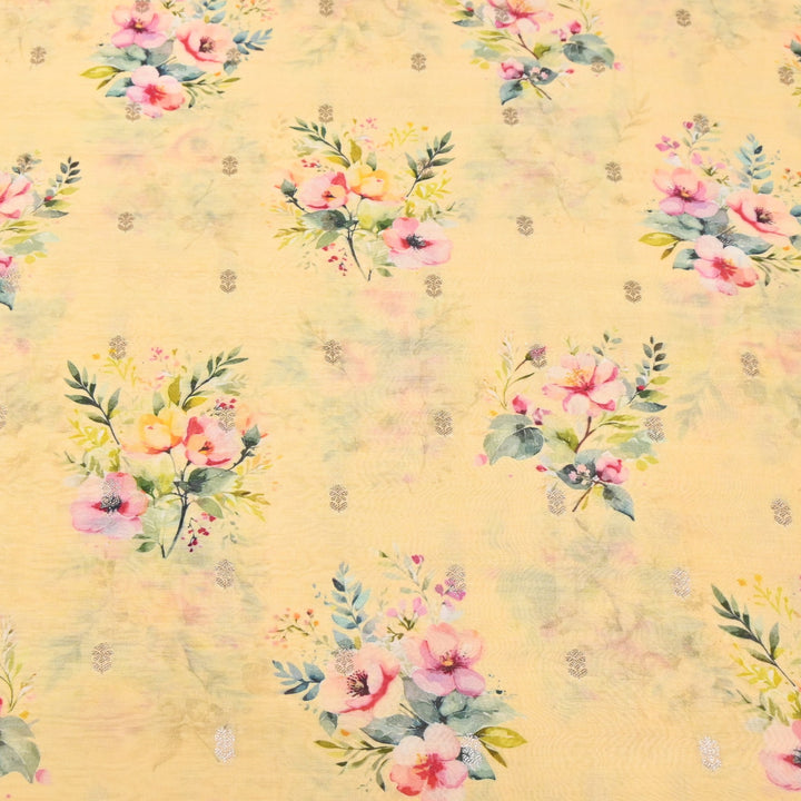 Silk Chanderi Zari Print Fabric | Designer Fabric | GE1970-16