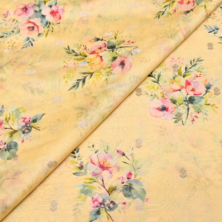 Silk Chanderi Zari Print Fabric | Designer Fabric | GE1970-16