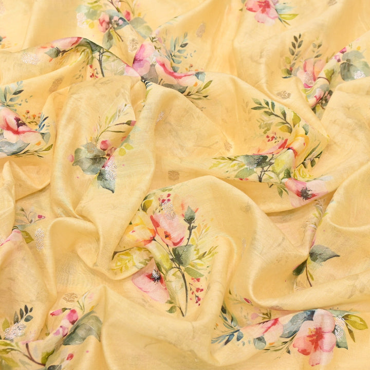 Silk Chanderi Zari Print Fabric | Designer Fabric | GE1970-16