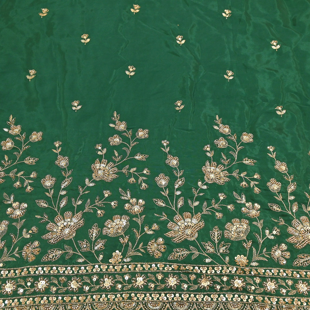Premium Dyed Crepe Zari & Sequins Embroidery Fabric – Luxury Designer Crepe Fabric for Festive & Party Wear|J76778-1
