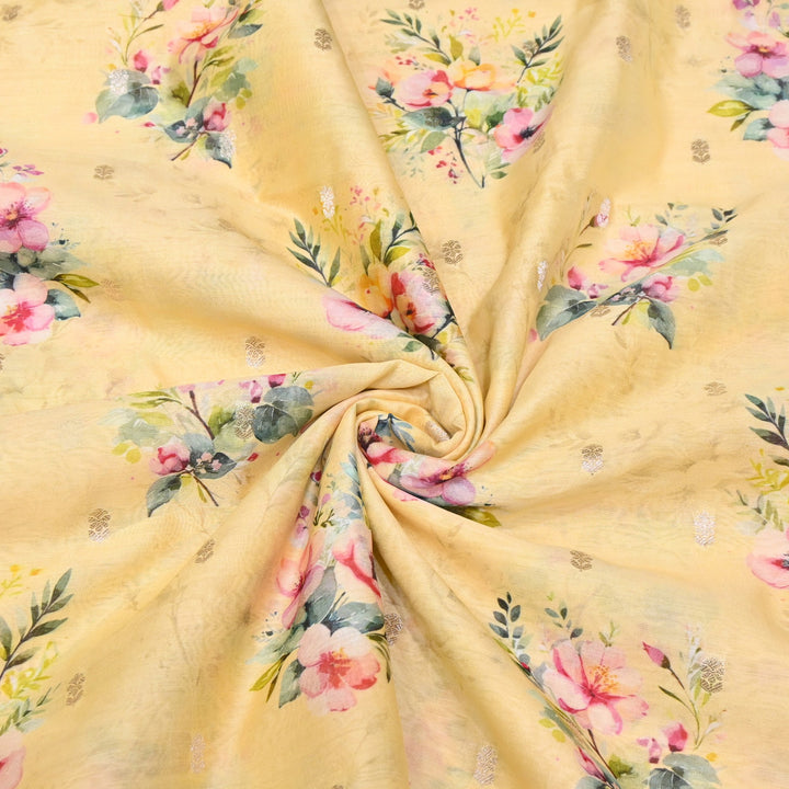 Silk Chanderi Zari Print Fabric | Designer Fabric | GE1970-16