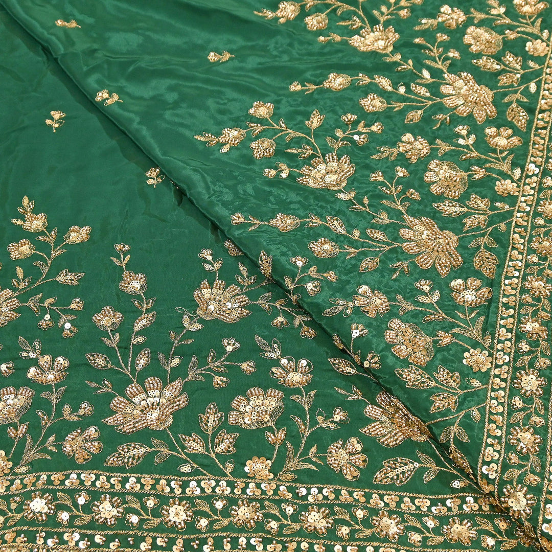 Premium Dyed Crepe Zari & Sequins Embroidery Fabric – Luxury Designer Crepe Fabric for Festive & Party Wear|J76778-1