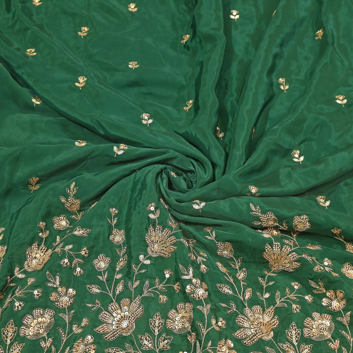 Premium Dyed Crepe Zari & Sequins Embroidery Fabric – Luxury Designer Crepe Fabric for Festive & Party Wear|J76778-1