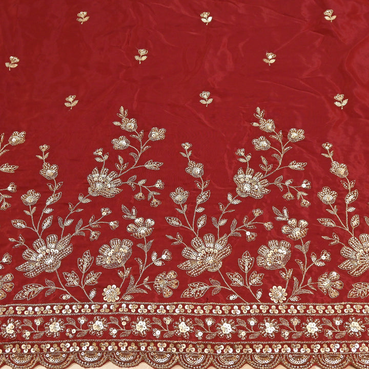 Premium Dyed Crepe Zari & Sequins Embroidery Fabric – Luxury Designer Crepe Fabric for Festive & Party Wear|J76778-2