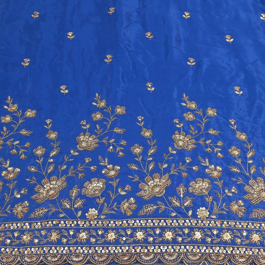 Premium Dyed Crepe Zari & Sequins Embroidery Fabric – Luxury Designer Crepe Fabric for Festive & Party Wear|J76778-3