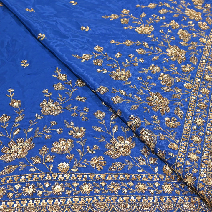 Premium Dyed Crepe Zari & Sequins Embroidery Fabric – Luxury Designer Crepe Fabric for Festive & Party Wear|J76778-3