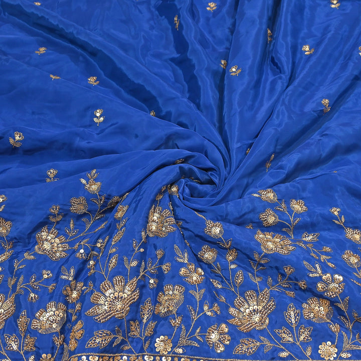Premium Dyed Crepe Zari & Sequins Embroidery Fabric – Luxury Designer Crepe Fabric for Festive & Party Wear|J76778-3