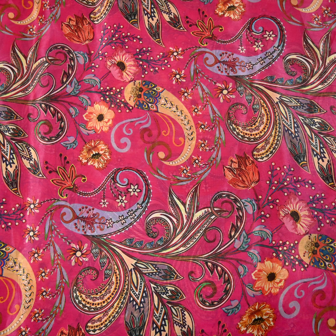 Designer Viscose Organza Printed Fabric