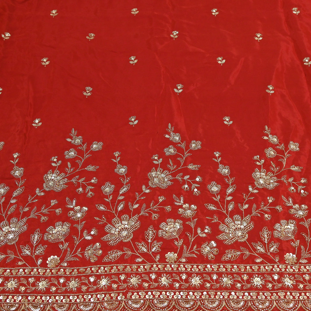 Premium Dyed Crepe Zari & Sequins Embroidery Fabric – Luxury Designer Crepe Fabric for Festive & Party Wear|J76778-4