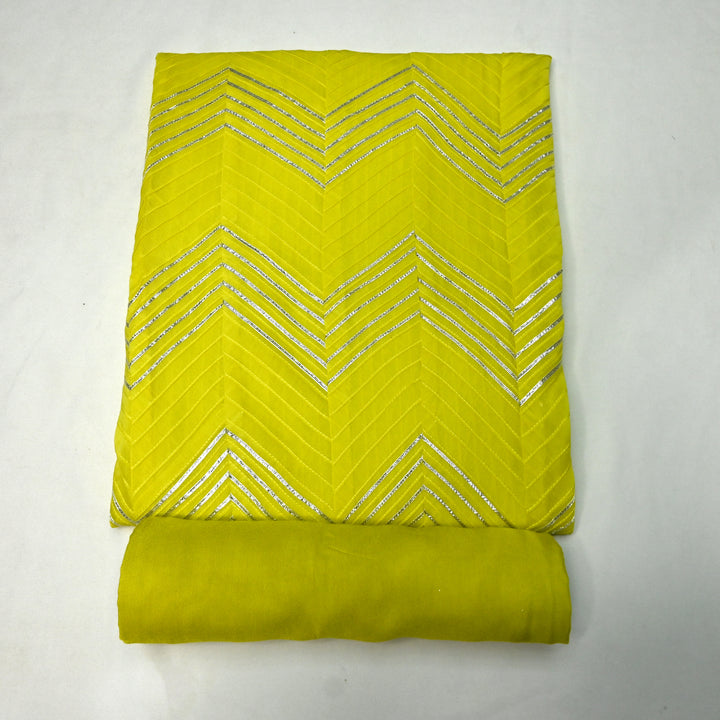 Pure Silk Chanderi Gota Patti Printex Unstitched Suit Set
