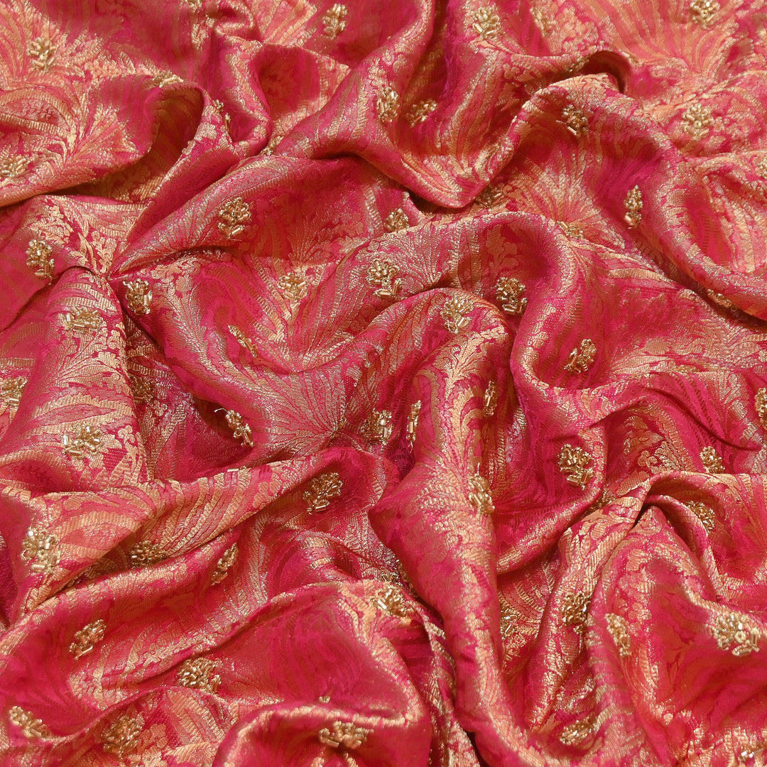 Premium Jamawar Zari Jacquard Moti Embroidery Fabric – Luxury Designer Jamawar Fabric for Wedding & Festive Wear | AL3882-2