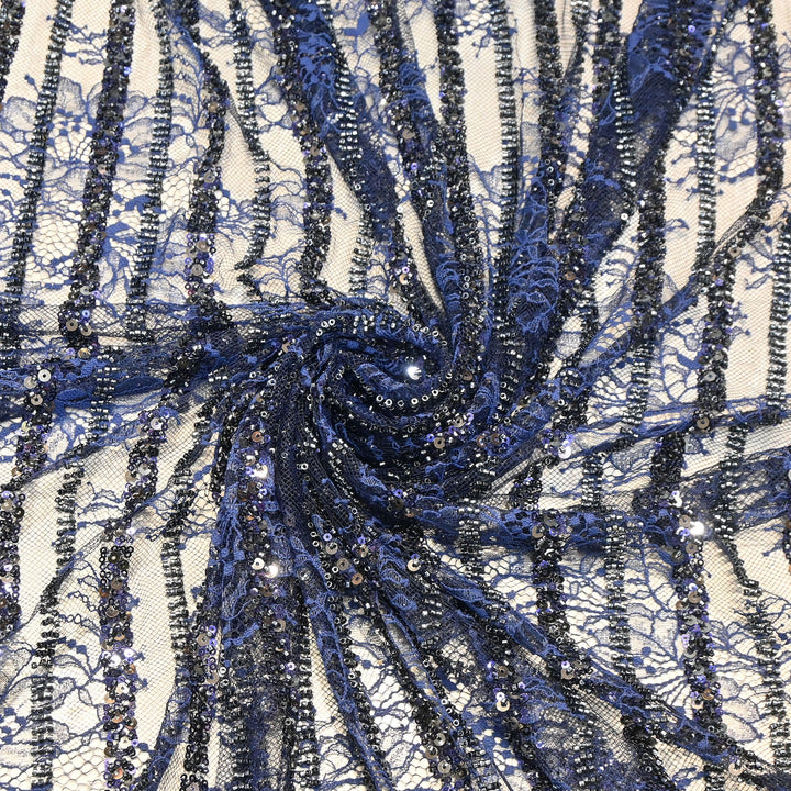 Imported Chantle Lace Cut Dana with Sequins & Heavy Embroidery Net Fabric 60" | D88351-03