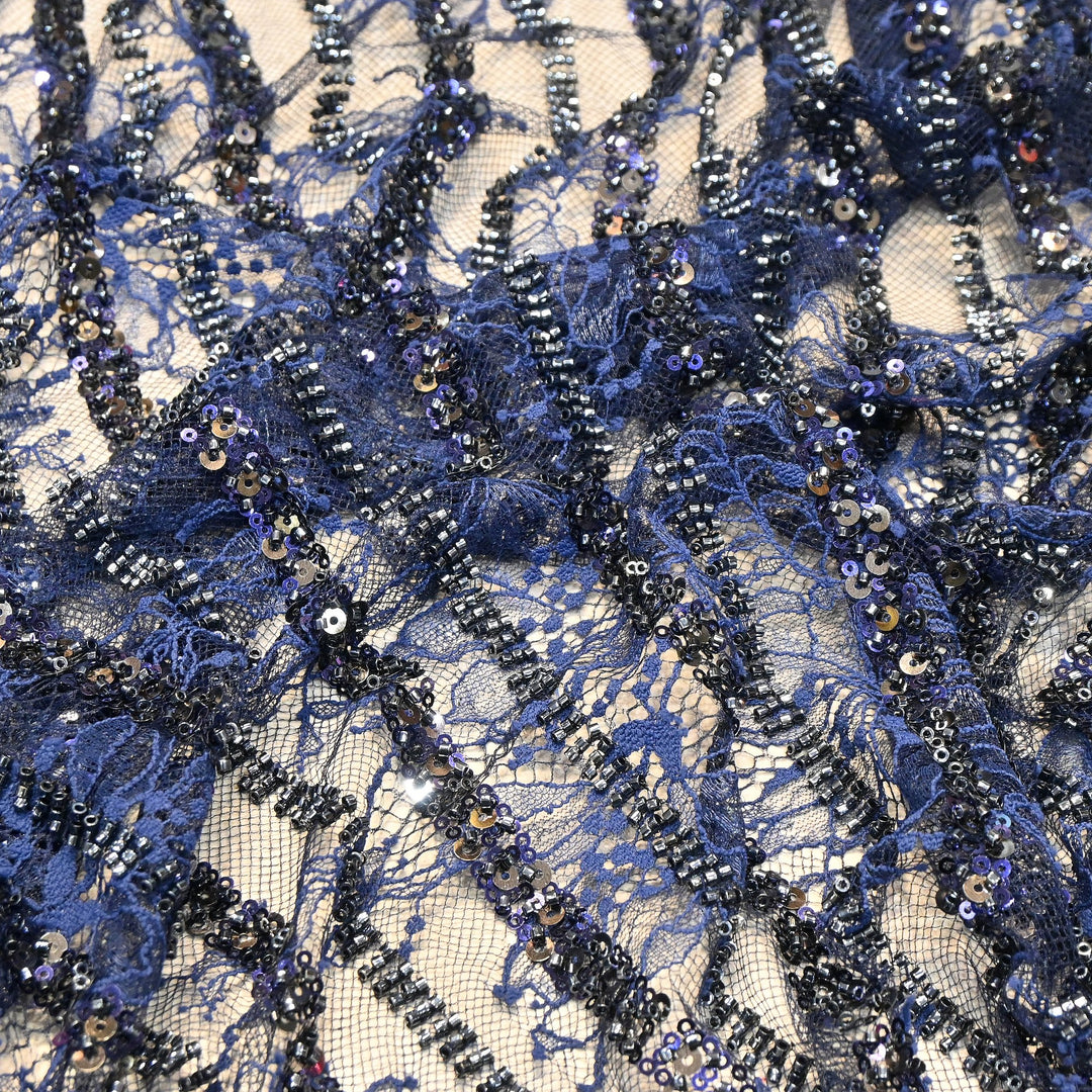 Imported Chantle Lace Cut Dana with Sequins & Heavy Embroidery Net Fabric 60" | D88351-03