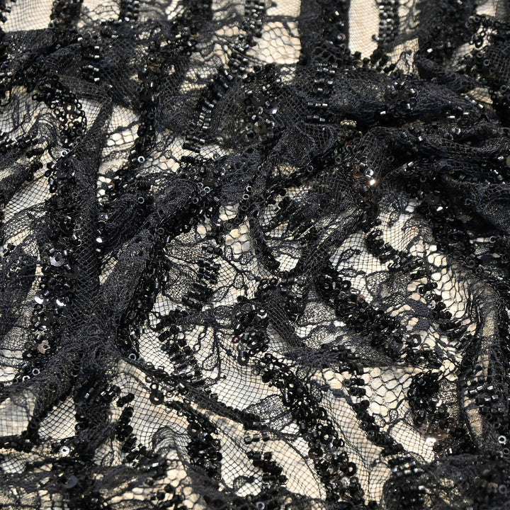 Imported Chantle Lace Cut Dana with Sequins & Heavy Embroidery Net Fabric 60" | D88351-04