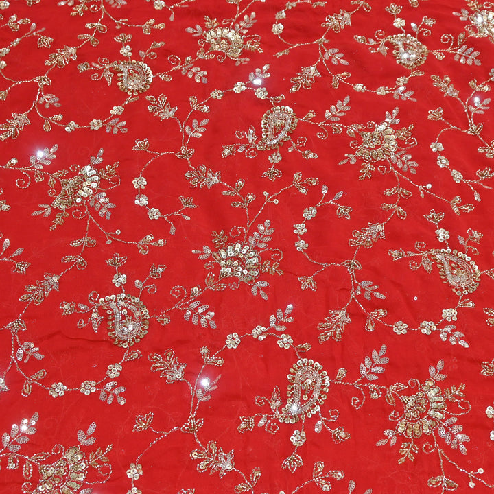 Premium Dyed Viscose Georgette Zari, Sequins & Moti Embroidery Fabric – Luxury Designer Fabric| V20938-1
