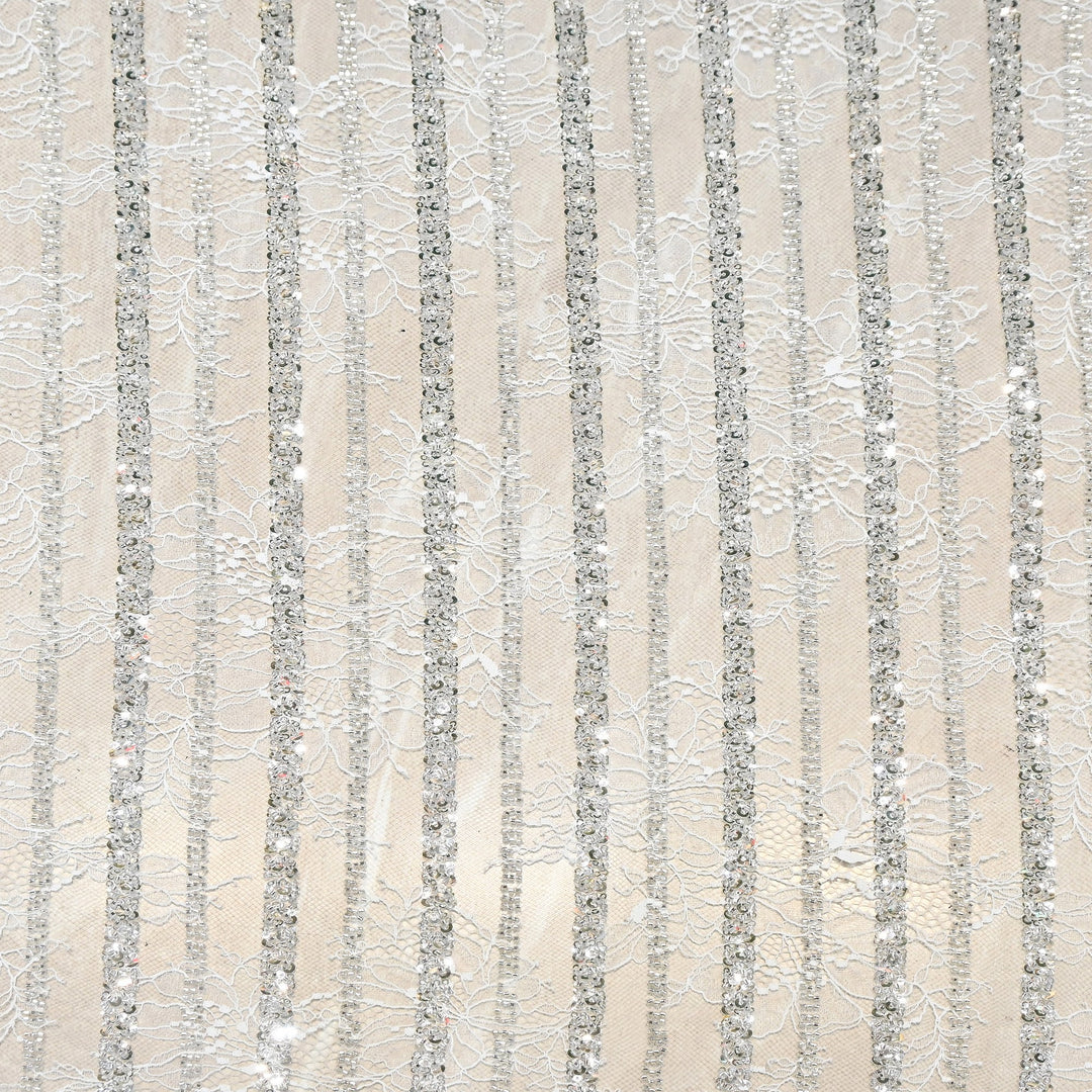 Imported Chantle Lace Cut Dana with Sequins & Heavy Embroidery Net Fabric 60" | D88351-02