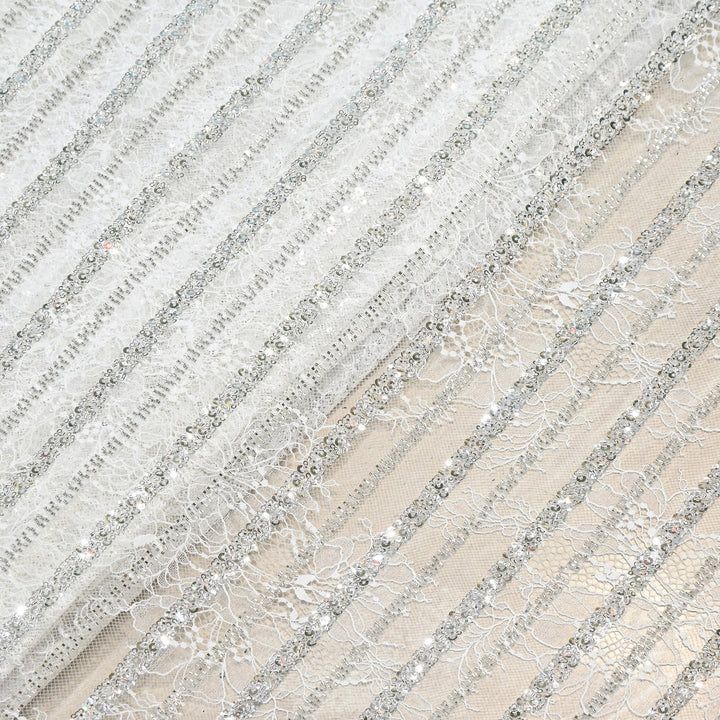 Imported Chantle Lace Cut Dana with Sequins & Heavy Embroidery Net Fabric 60" | D88351-02