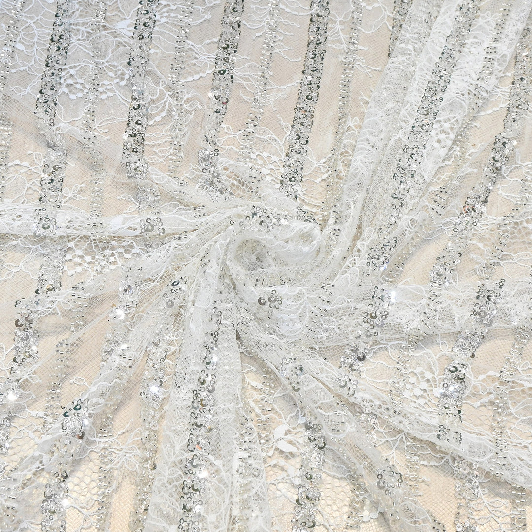Imported Chantle Lace Cut Dana with Sequins & Heavy Embroidery Net Fabric 60" | D88351-02